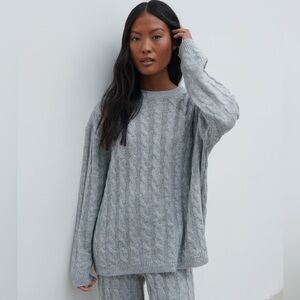 PRETTY LAVISH Jayden Cable-Knit Knitted Jumper - Grey